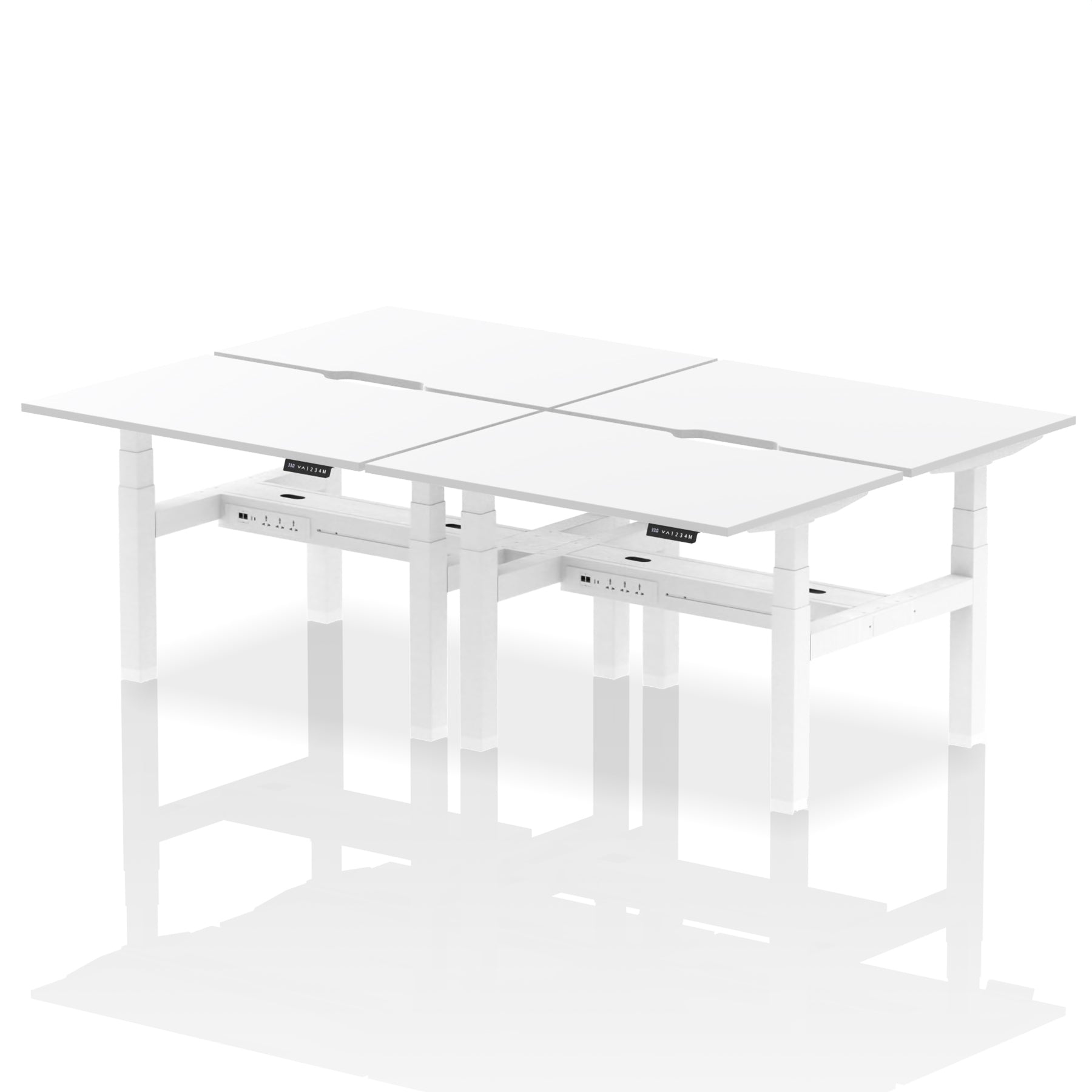 Air Back-to-Back Scalloped Edge Height Adjustable Bench Desk - 4 Person dynamic  Desk Top  White Width 120cm