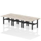 Air Back-to-Back Scalloped Edge Height Adjustable Bench Desk - 6 Person dynamic  Desk Top  Grey Oak Width 120cm