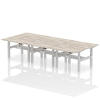 Air Back-to-Back Scalloped Edge Height Adjustable Bench Desk - 6 Person dynamic  Desk Top  Grey Oak Width 120cm