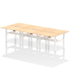 Air Back-to-Back Scalloped Edge Height Adjustable Bench Desk - 6 Person dynamic  Desk Top  Maple Width 120cm
