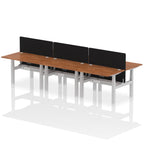 Air Back-to-Back Height Adjustable Bench Desk - 6 Person Black Screen dynamic  Desk Top  Walnut Width 120cm