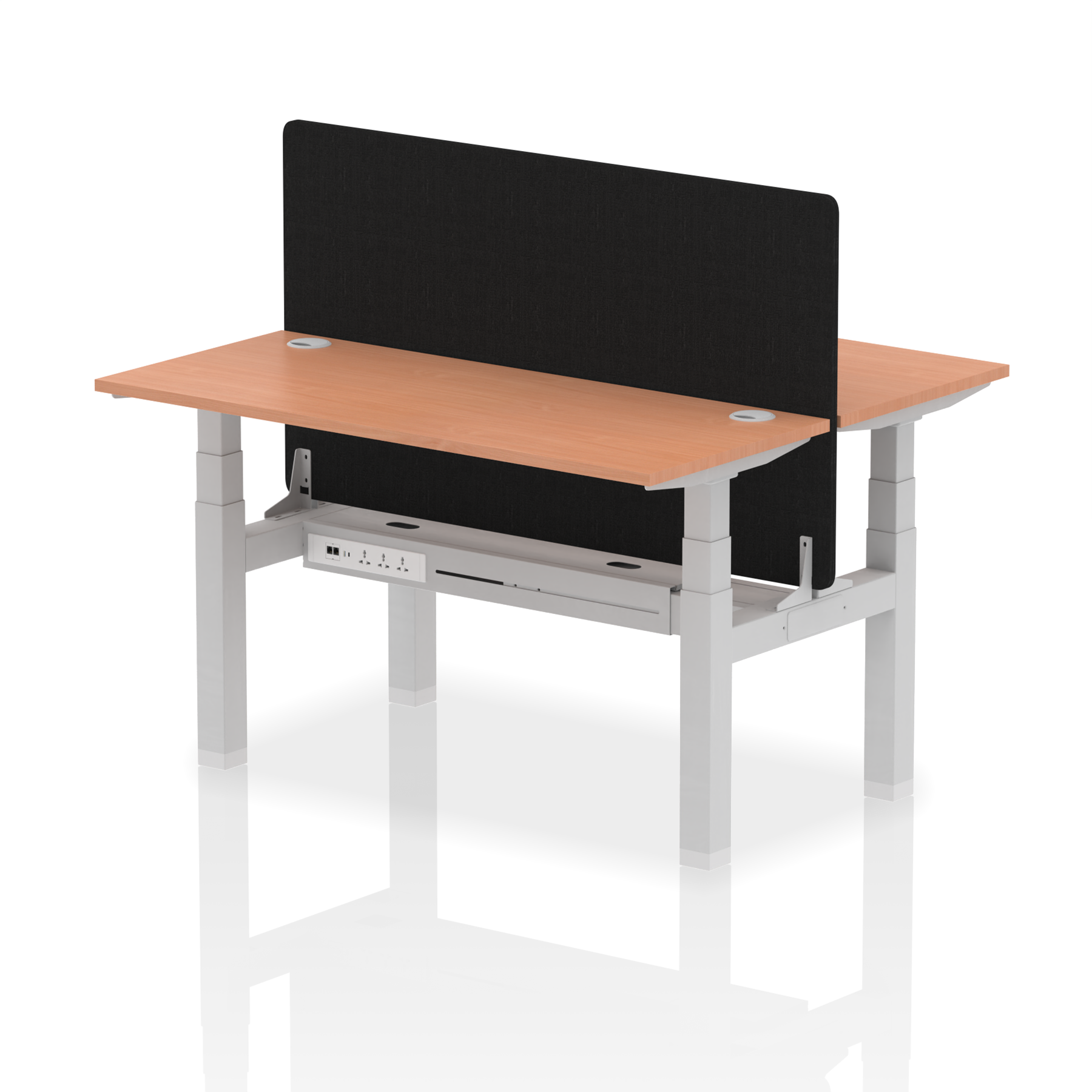 Air Back-to-Back Height Adjustable Bench Desk - 2 Person Black Screen dynamic  Desk Top  Beech Width 140cm