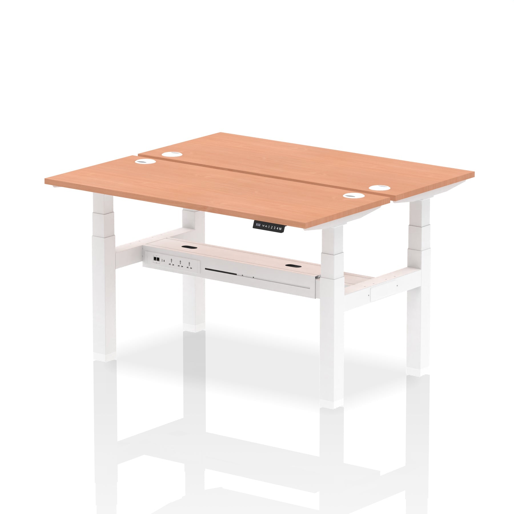 Air Back-to-Back Slimline Height Adjustable Bench Desk - 2 Person dynamic  Desk Top  Beech Width 140cm