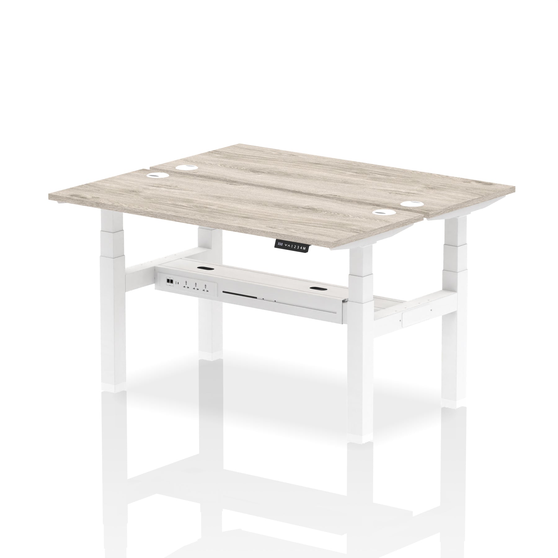 Air Back-to-Back Slimline Height Adjustable Bench Desk - 2 Person dynamic  Desk Top  Grey Oak Width 140cm
