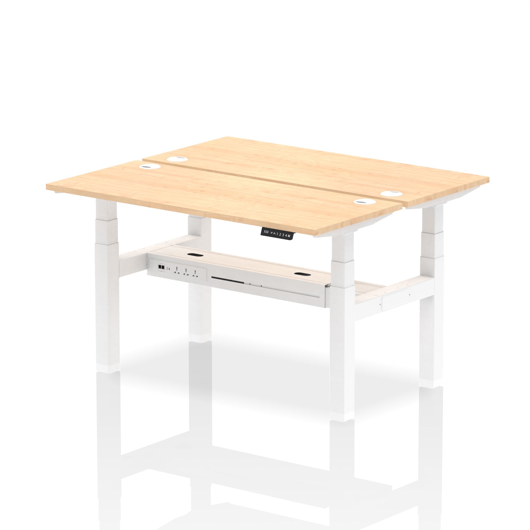 Air Back-to-Back Slimline Height Adjustable Bench Desk - 2 Person dynamic  Desk Top  Maple Width 140cm
