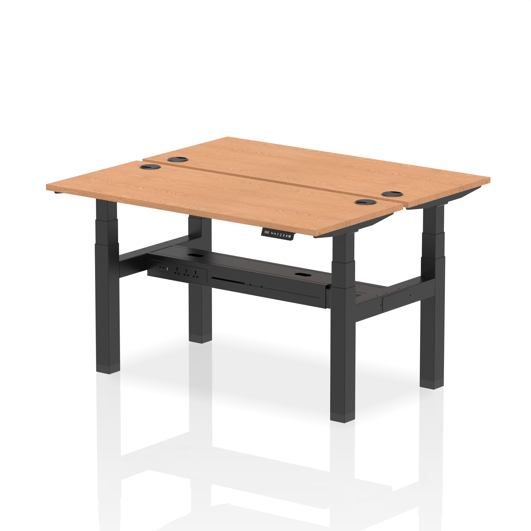 Air Back-to-Back Slimline Height Adjustable Bench Desk - 2 Person dynamic  Desk Top  Oak Width 140cm