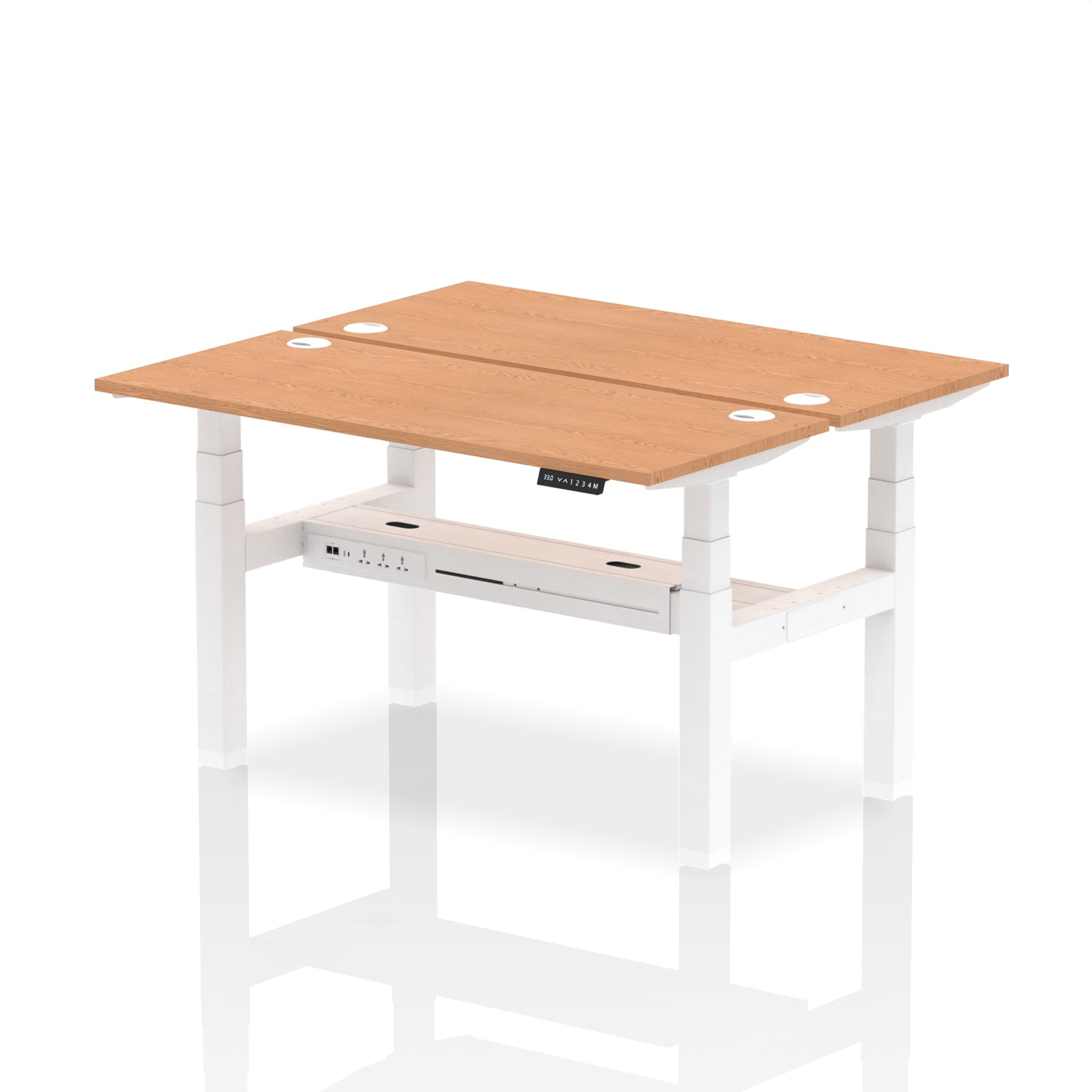 Air Back-to-Back Slimline Height Adjustable Bench Desk - 2 Person dynamic  Desk Top  Oak Width 140cm