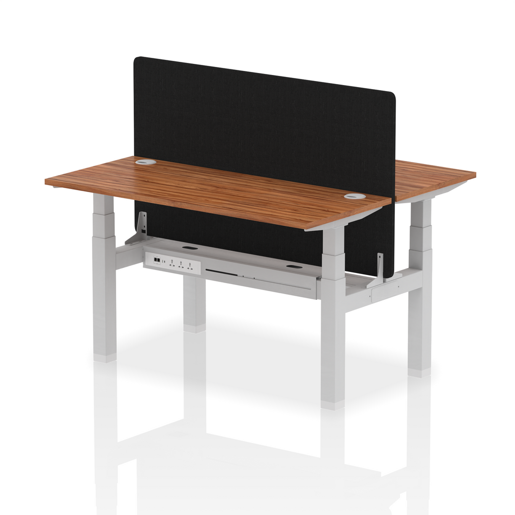 Air Back-to-Back Height Adjustable Bench Desk - 2 Person Black Screen dynamic  Desk Top  Walnut Width 140cm