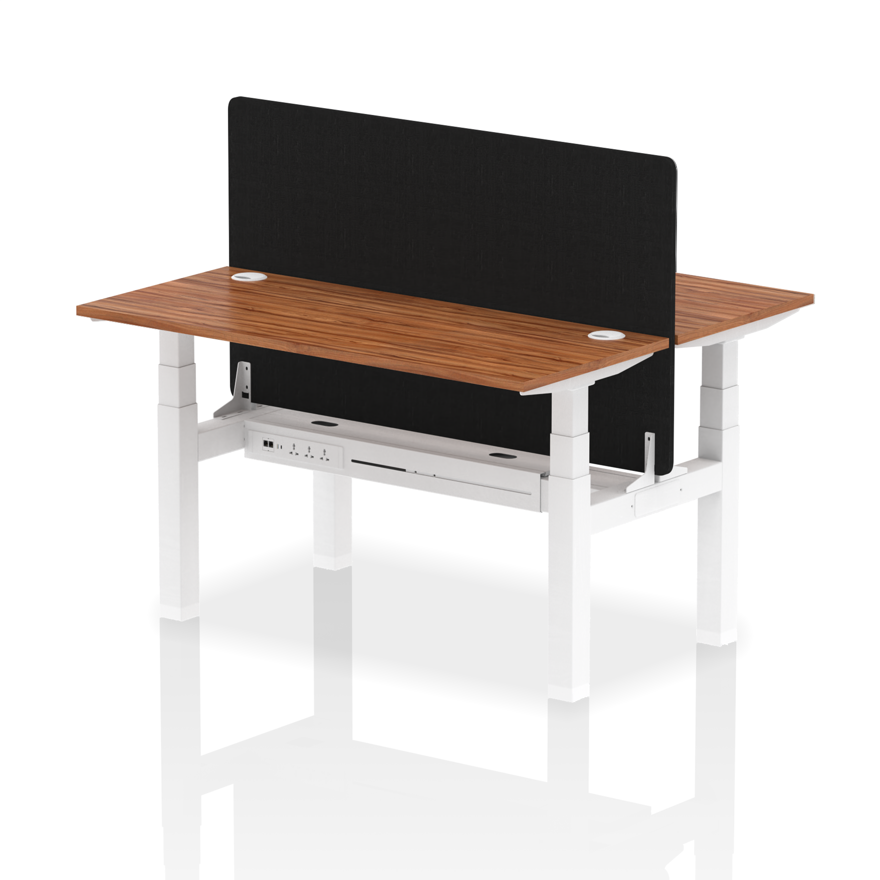 Air Back-to-Back Height Adjustable Bench Desk - 2 Person Black Screen dynamic  Desk Top  Walnut Width 140cm