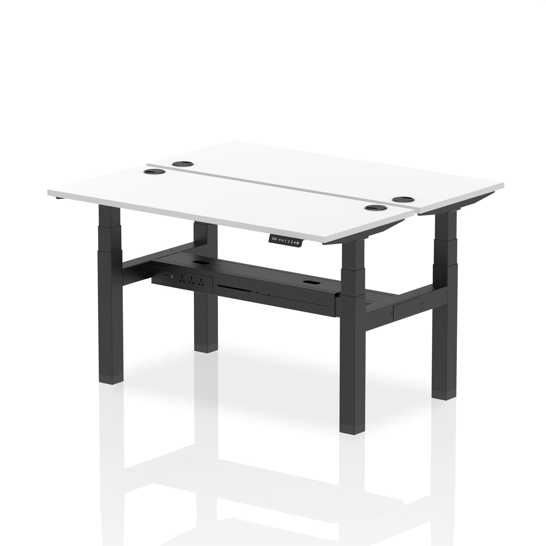 Air Back-to-Back Slimline Height Adjustable Bench Desk - 2 Person dynamic  Desk Top  White Width 140cm