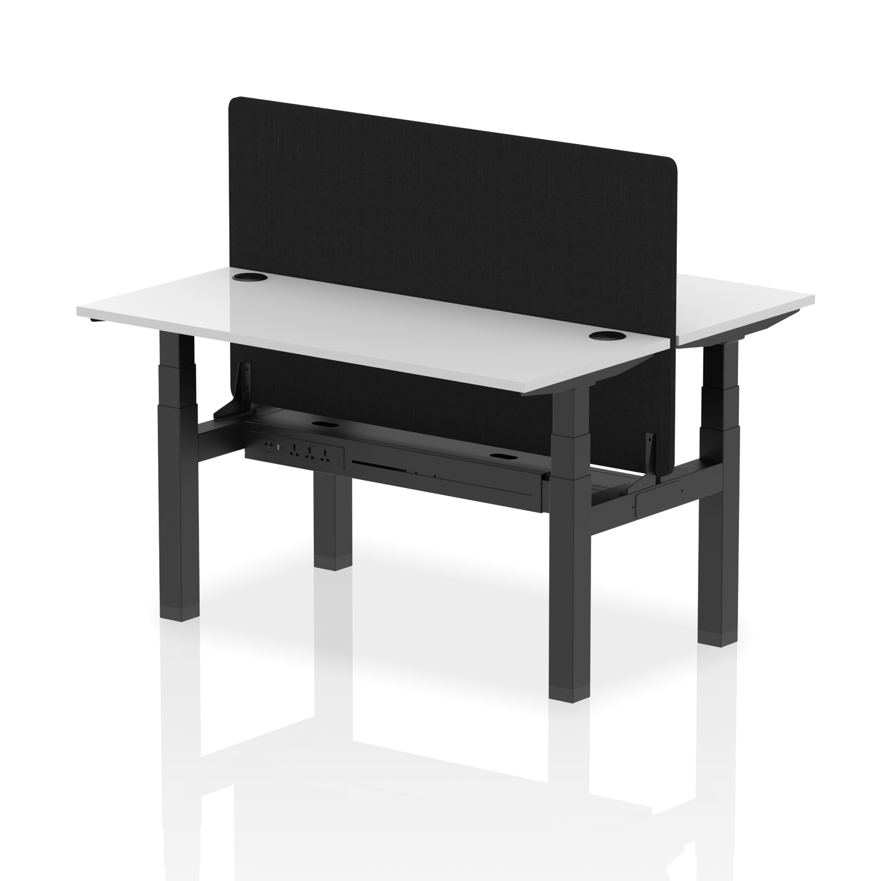 Air Back-to-Back Height Adjustable Bench Desk - 2 Person Black Screen dynamic  Desk Top  White Width 140cm