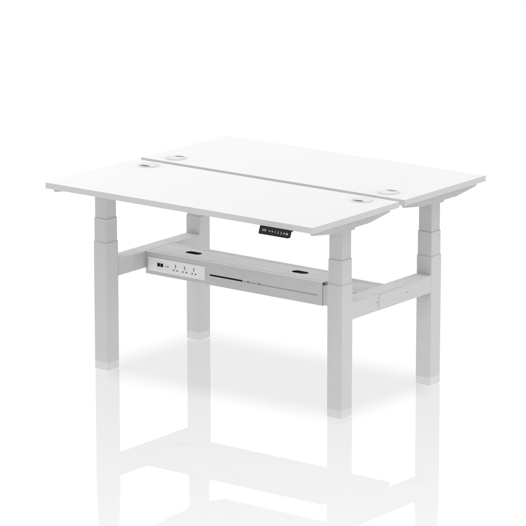 Air Back-to-Back Slimline Height Adjustable Bench Desk - 2 Person dynamic  Desk Top  White Width 140cm