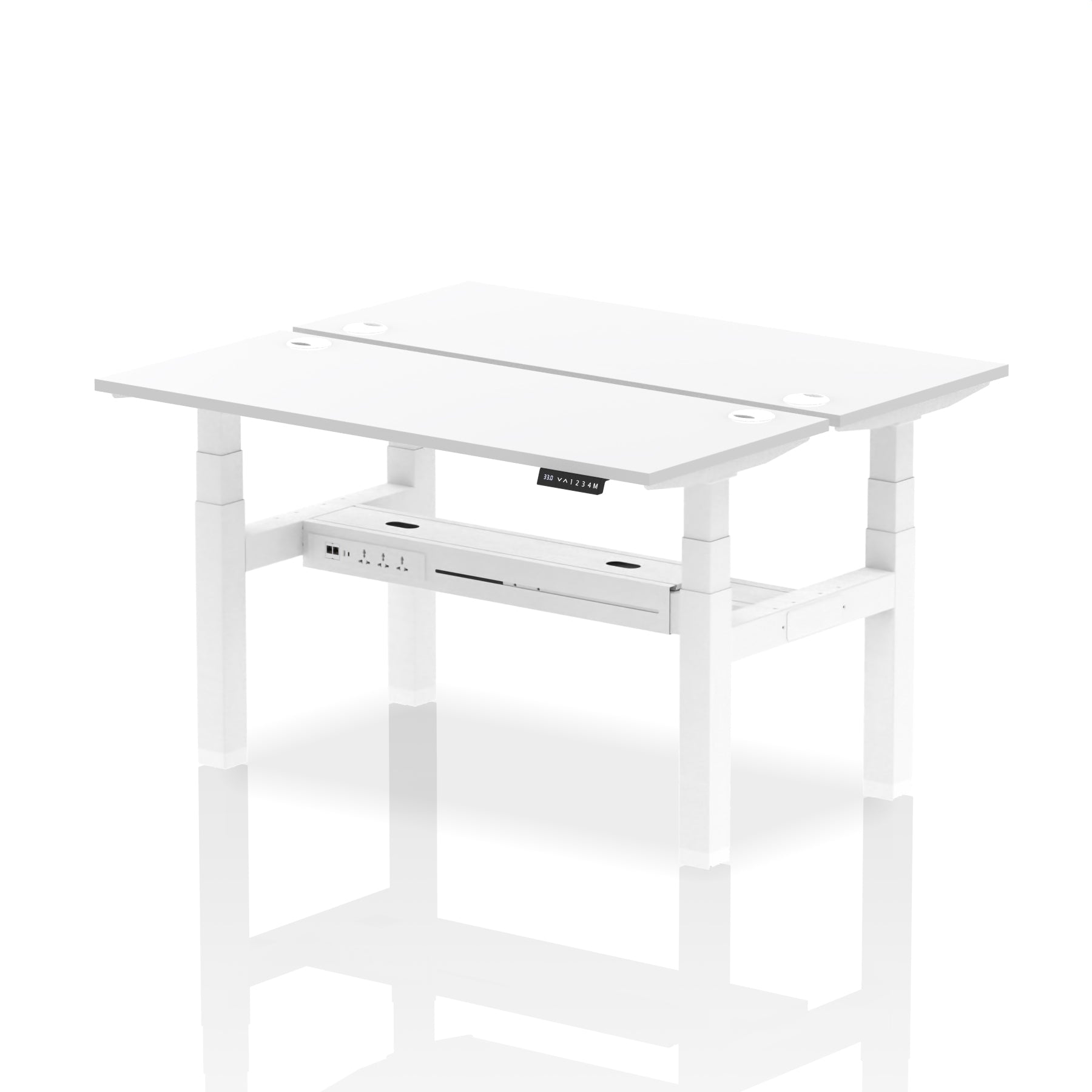 Air Back-to-Back Slimline Height Adjustable Bench Desk - 2 Person dynamic  Desk Top  White Width 140cm