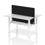 Air Back-to-Back Height Adjustable Bench Desk - 2 Person Black Screen dynamic  Desk Top  White Width 140cm