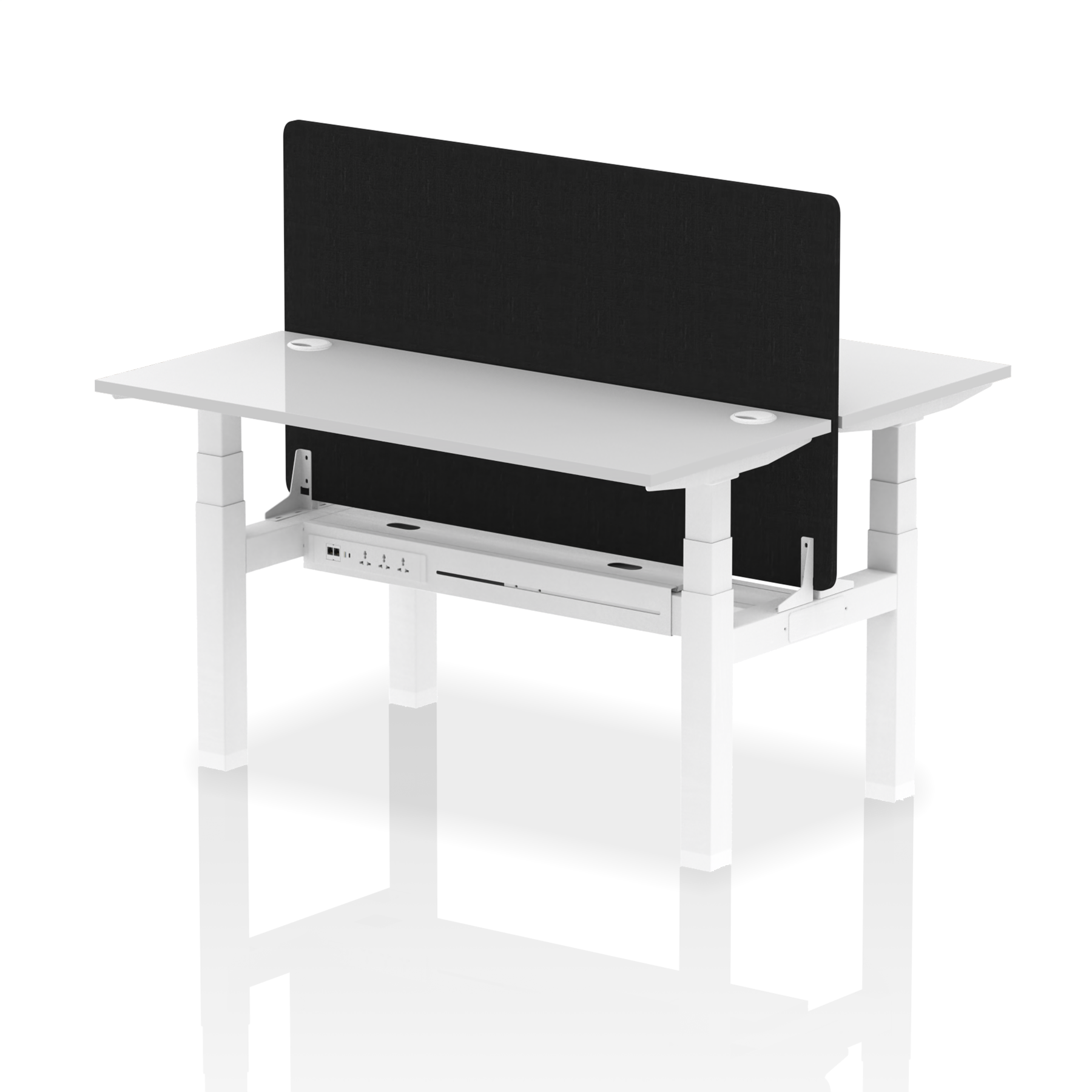 Air Back-to-Back Height Adjustable Bench Desk - 2 Person Black Screen dynamic  Desk Top  White Width 140cm