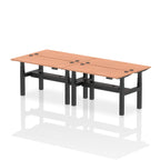 Air Back-to-Back Slimline Height Adjustable Bench Desk - 4 Person dynamic  Desk Top  Beech Width 140cm