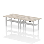 Air Back-to-Back Slimline Height Adjustable Bench Desk - 4 Person dynamic  Desk Top  Grey Oak Width 140cm