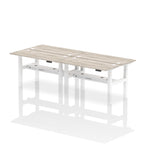 Air Back-to-Back Slimline Height Adjustable Bench Desk - 4 Person dynamic  Desk Top  Grey Oak Width 140cm