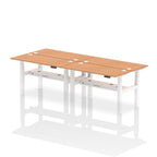 Air Back-to-Back Slimline Height Adjustable Bench Desk - 4 Person dynamic  Desk Top  Oak Width 140cm