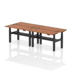 Air Back-to-Back Slimline Height Adjustable Bench Desk - 4 Person dynamic  Desk Top  Walnut Width 140cm