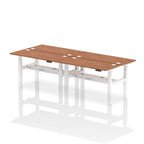 Air Back-to-Back Slimline Height Adjustable Bench Desk - 4 Person dynamic  Desk Top  Walnut Width 140cm