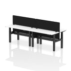 Air Back-to-Back Height Adjustable Bench Desk - 4 Person Black Screen dynamic  Desk Top  White Width 140cm