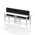 Air Back-to-Back Height Adjustable Bench Desk - 4 Person Black Screen dynamic  Desk Top  White Width 140cm