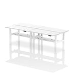 Air Back-to-Back Slimline Height Adjustable Bench Desk - 4 Person dynamic  Desk Top  White Width 140cm
