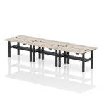 Air Back-to-Back Slimline Height Adjustable Bench Desk - 6 Person dynamic  Desk Top  Grey Oak Width 140cm