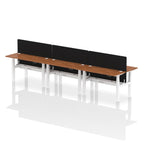 Air Back-to-Back Height Adjustable Bench Desk - 6 Person Black Screen dynamic  Desk Top  Walnut Width 140cm