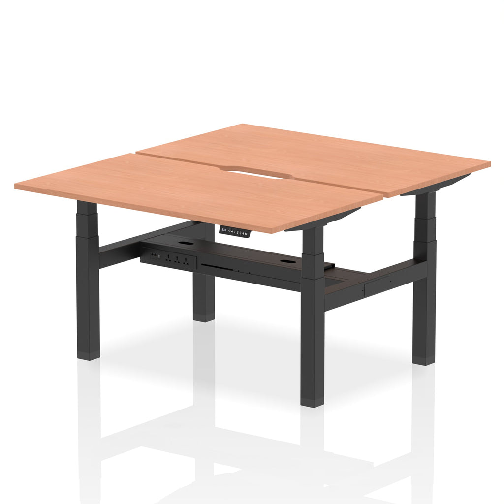 Air Back-to-Back Scalloped Edge Height Adjustable Bench Desk - 2 Person dynamic  Desk Top  Beech Width 140cm
