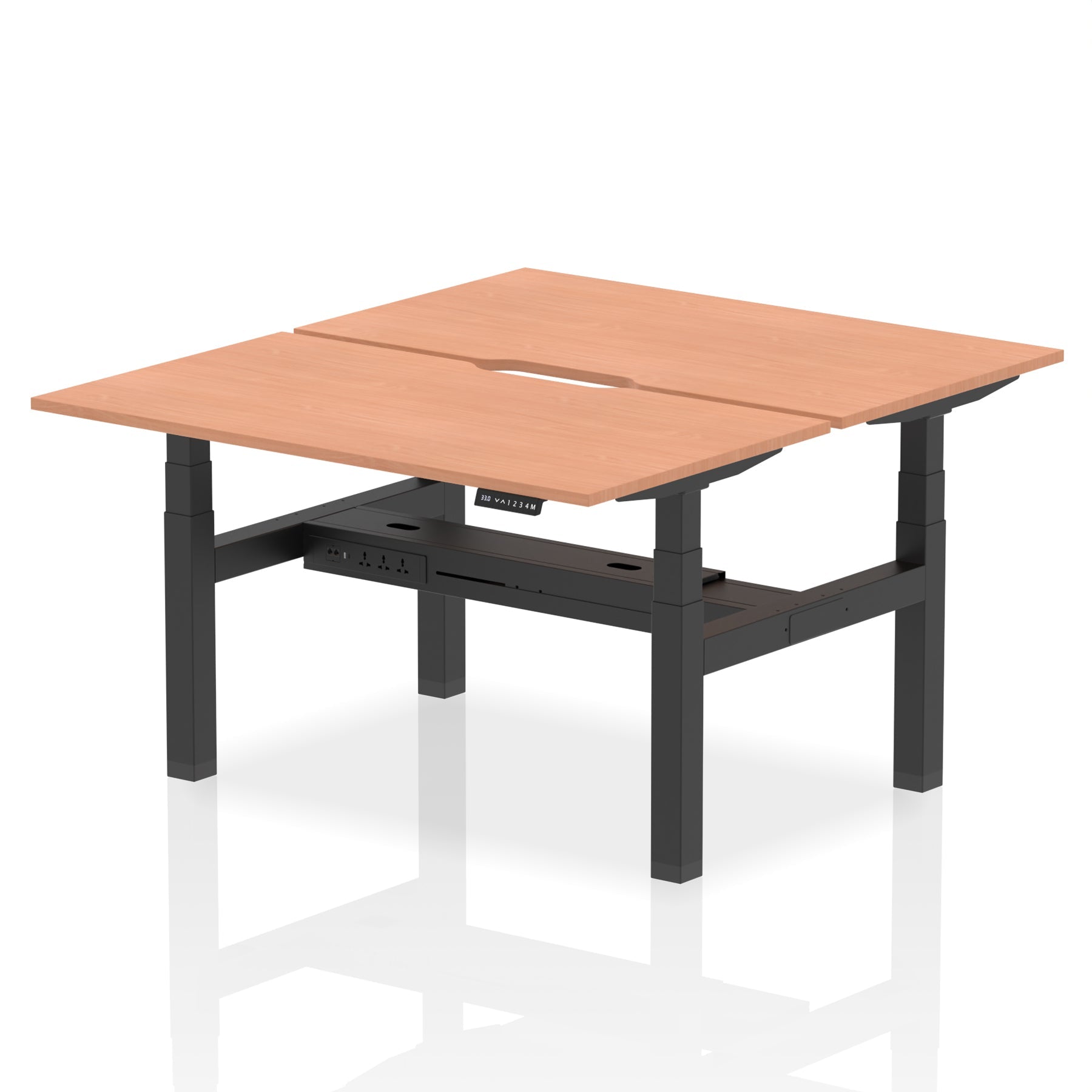 Air Back-to-Back Scalloped Edge Height Adjustable Bench Desk - 2 Person dynamic  Desk Top  Beech Width 140cm