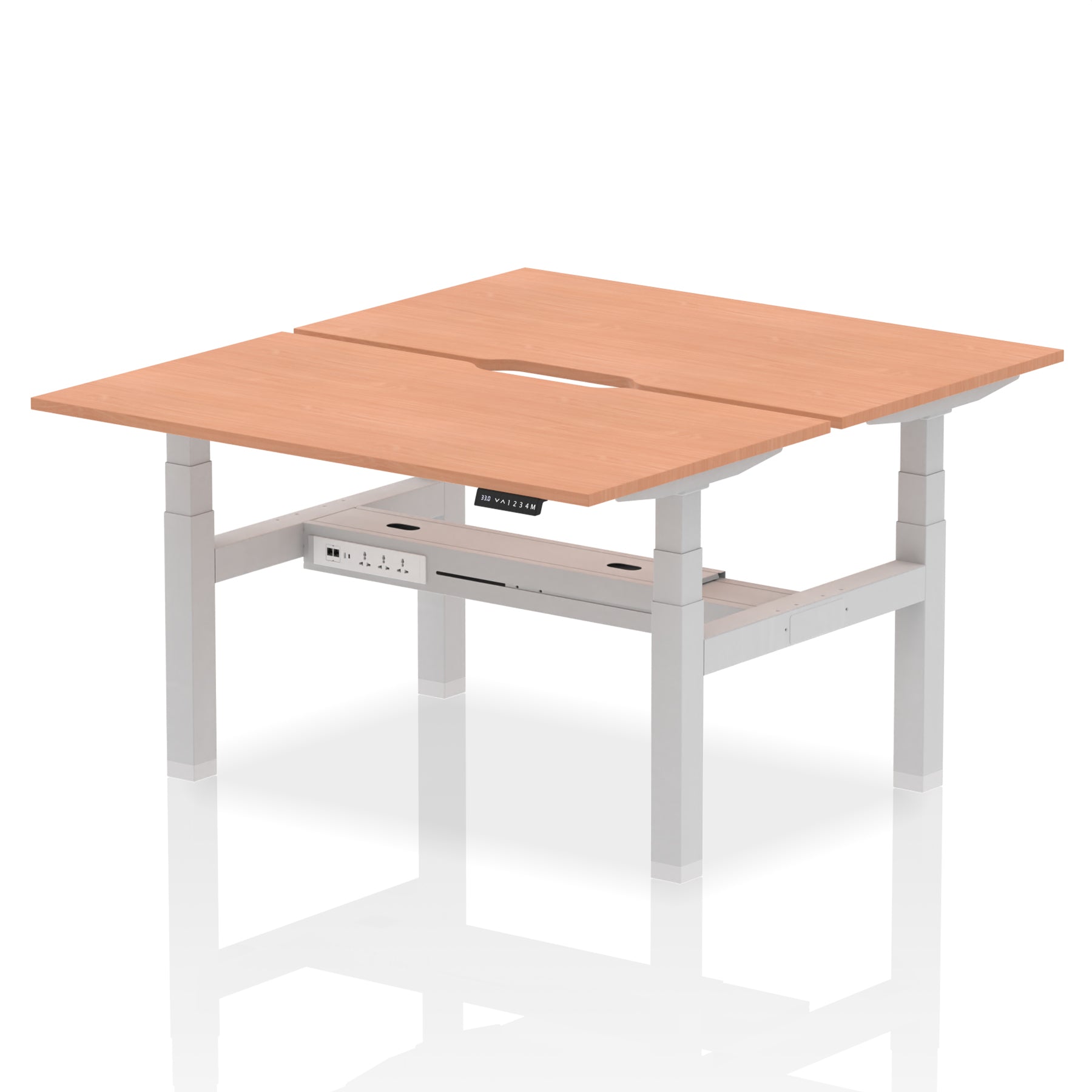 Air Back-to-Back Scalloped Edge Height Adjustable Bench Desk - 2 Person dynamic  Desk Top  Beech Width 140cm