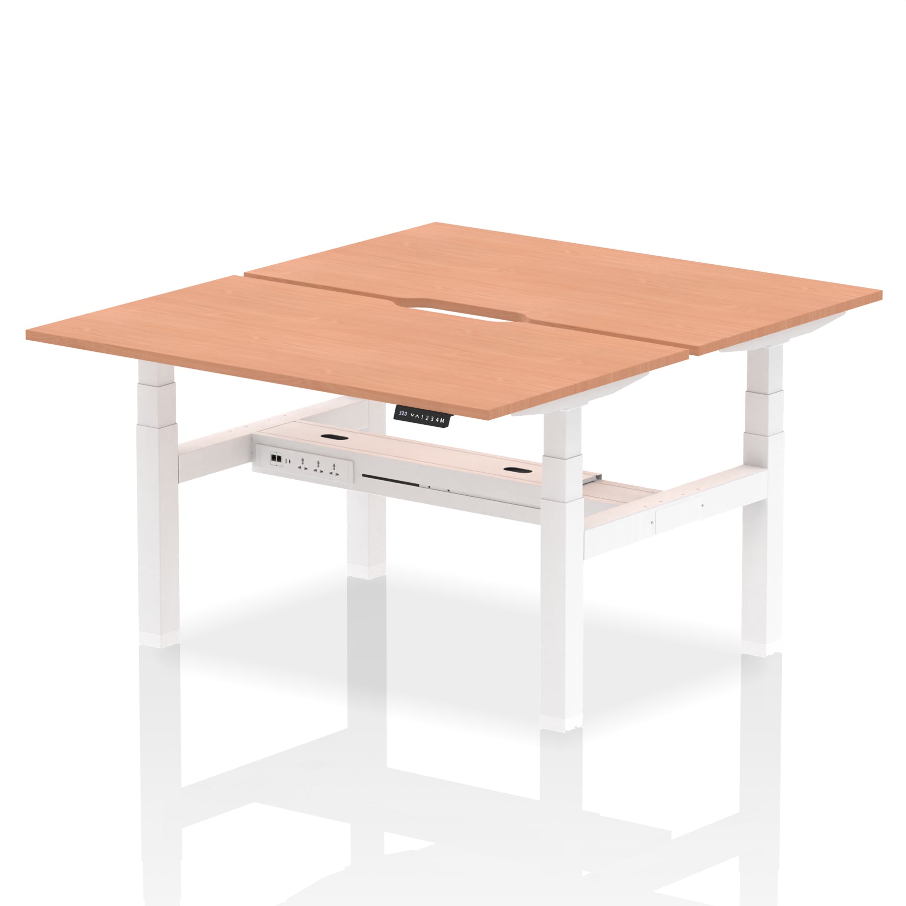 Air Back-to-Back Scalloped Edge Height Adjustable Bench Desk - 2 Person dynamic  Desk Top  Beech Width 140cm