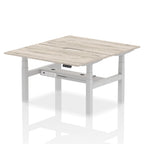 Air Back-to-Back Scalloped Edge Height Adjustable Bench Desk - 2 Person dynamic  Desk Top  Grey Oak Width 140cm