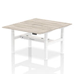 Air Back-to-Back Scalloped Edge Height Adjustable Bench Desk - 2 Person dynamic  Desk Top  Grey Oak Width 140cm