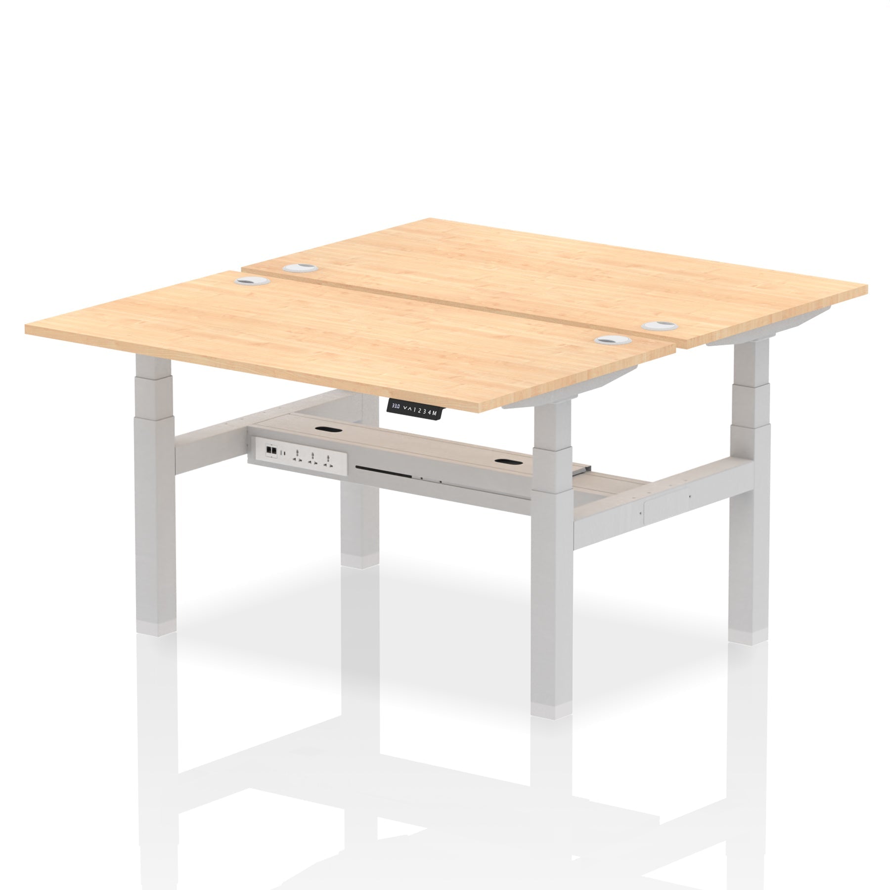 Air Back-to-Back Height Adjustable Bench Desk - 2 Person dynamic  Desk Top  Maple Width 140cm
