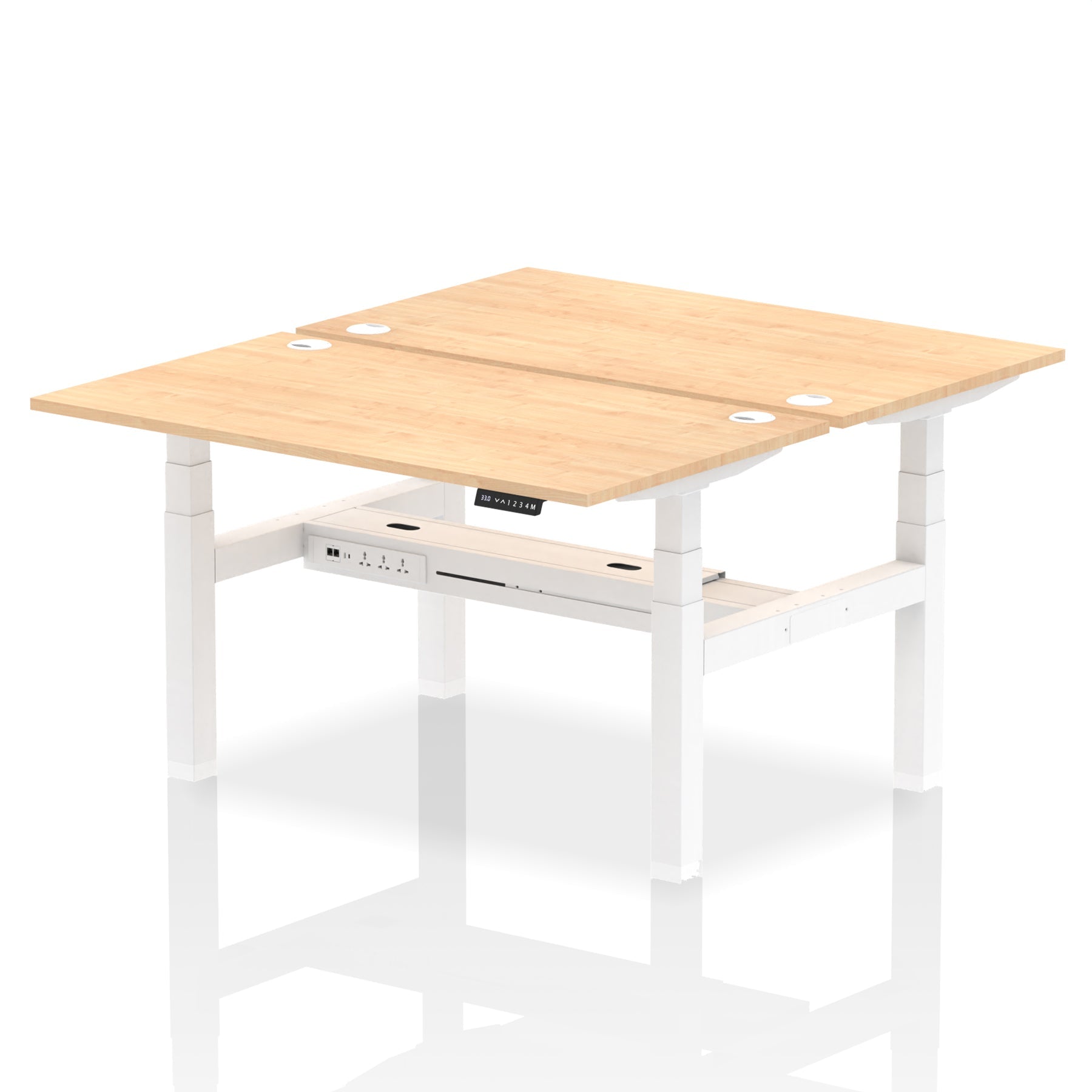 Air Back-to-Back Height Adjustable Bench Desk - 2 Person dynamic  Desk Top  Maple Width 140cm