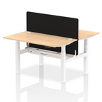Air Back-to-Back Height Adjustable Bench Desk - 2 Person with Black Straight Screen dynamic  Desk Top  Maple Width 140cm