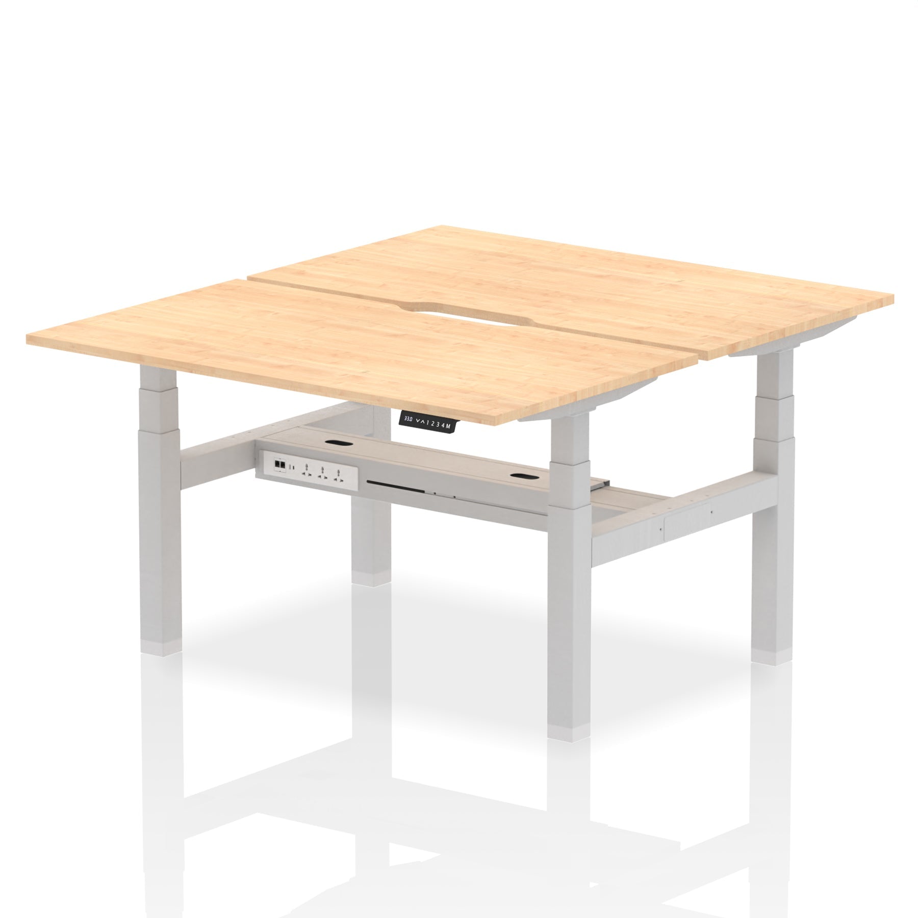 Air Back-to-Back Scalloped Edge Height Adjustable Bench Desk - 2 Person dynamic  Desk Top  Maple Width 140cm