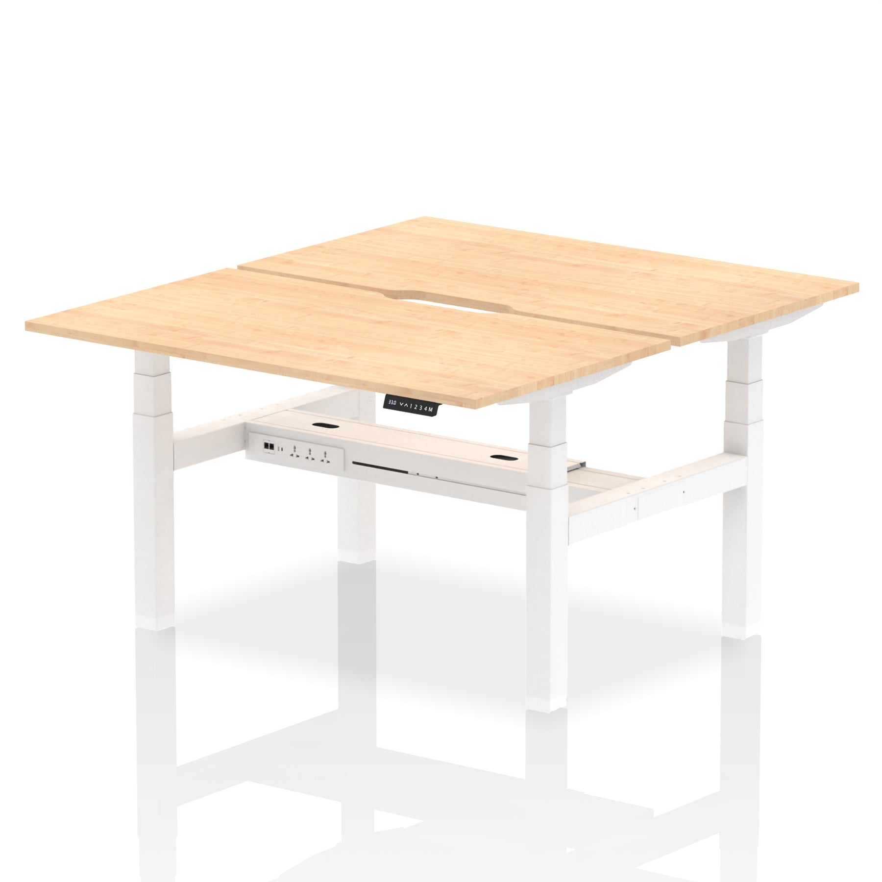 Air Back-to-Back Scalloped Edge Height Adjustable Bench Desk - 2 Person dynamic  Desk Top  Maple Width 140cm