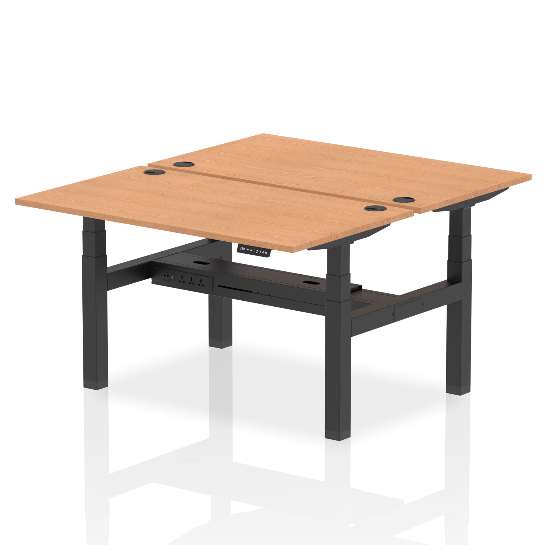 Air Back-to-Back Height Adjustable Bench Desk - 2 Person dynamic  Desk Top  Oak Width 140cm