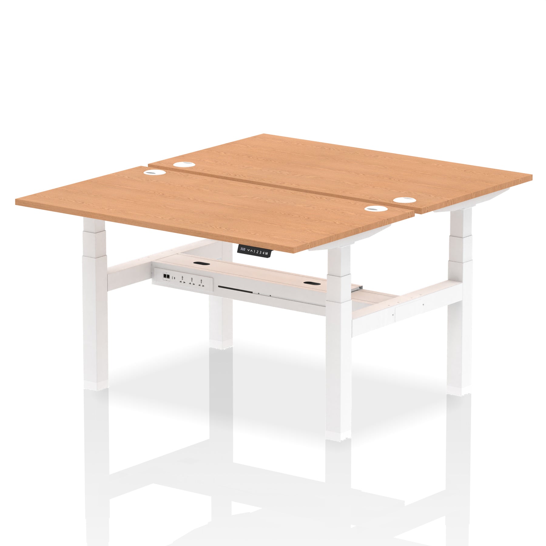 Air Back-to-Back Height Adjustable Bench Desk - 2 Person dynamic  Desk Top  Oak Width 140cm