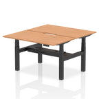 Air Back-to-Back Scalloped Edge Height Adjustable Bench Desk - 2 Person dynamic  Desk Top  Oak Width 140cm