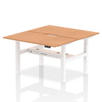 Air Back-to-Back Scalloped Edge Height Adjustable Bench Desk - 2 Person dynamic  Desk Top  Oak Width 140cm