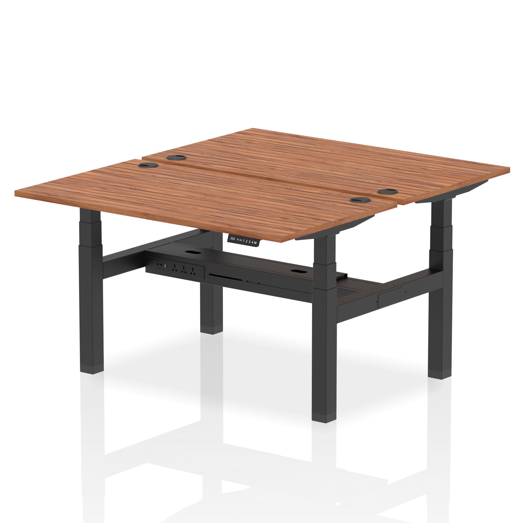 Air Back-to-Back Height Adjustable Bench Desk - 2 Person dynamic  Desk Top  Walnut Width 140cm