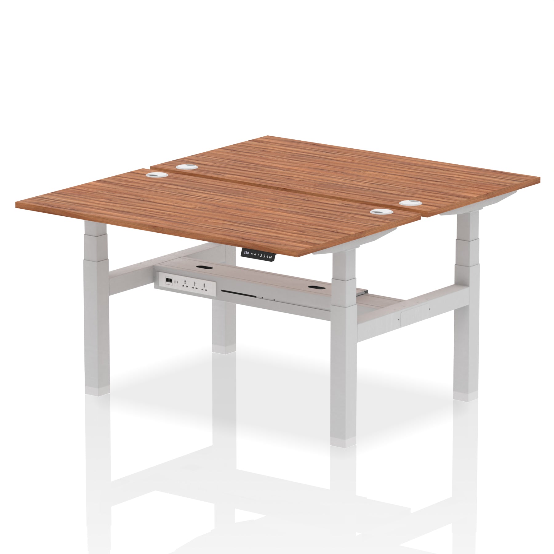 Air Back-to-Back Height Adjustable Bench Desk - 2 Person dynamic  Desk Top  Walnut Width 140cm