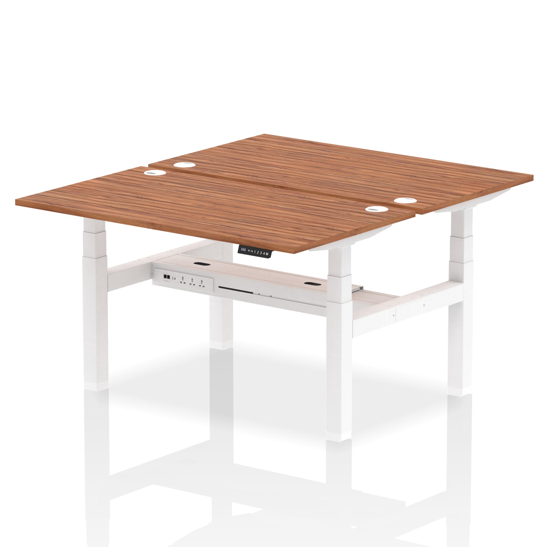 Air Back-to-Back Height Adjustable Bench Desk - 2 Person dynamic  Desk Top  Walnut Width 140cm