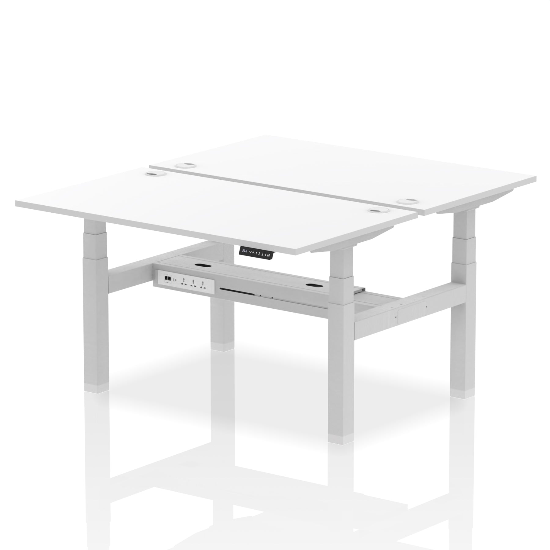 Air Back-to-Back Height Adjustable Bench Desk - 2 Person dynamic  Desk Top  White Width 140cm