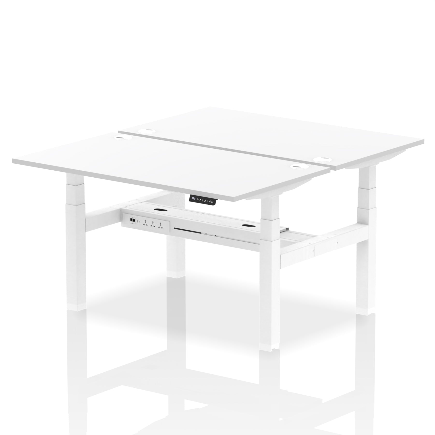 Air Back-to-Back Height Adjustable Bench Desk - 2 Person dynamic  Desk Top  White Width 140cm